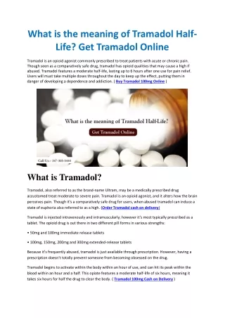 what is the meaning of tramadol half life