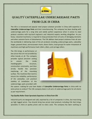 Quality Caterpillar Undercarriage Parts from Clik in China