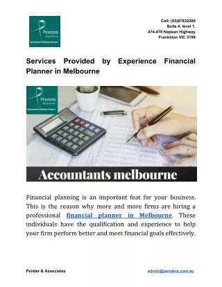 Services Provided by Experience Financial Planner in Melbourne