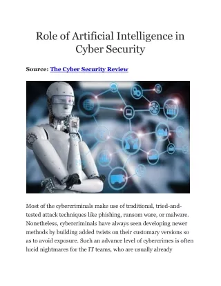 Role of Artificial Intelligence in Cyber Security