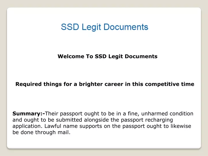 welcome to ssd legit documents