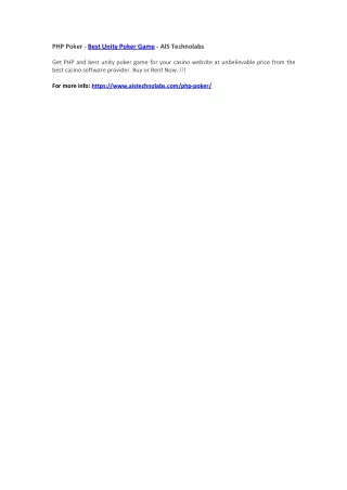 php poker best unity poker game ais technolabs