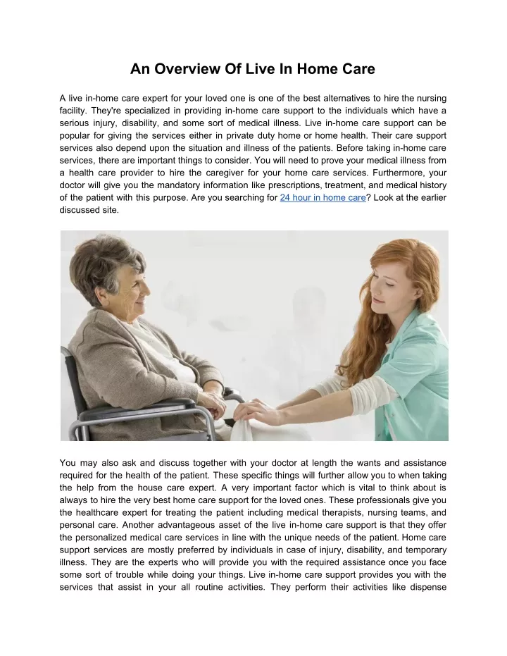 an overview of live in home care