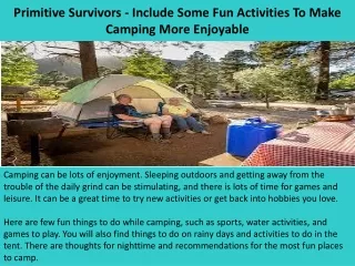 primitive survivors include some fun activities to make camping more enjoyable
