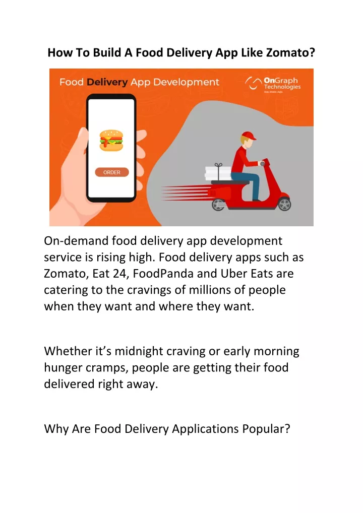 how to build a food delivery app like zomato