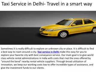 Taxi Service in Delhi- Travel in a smart way