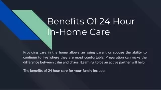 Benefits Of 24 Hour In-Home Care