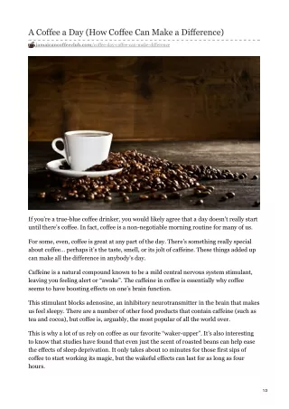 A COFFEE A DAY (HOW COFFEE CAN MAKE A DIFFERENCE)