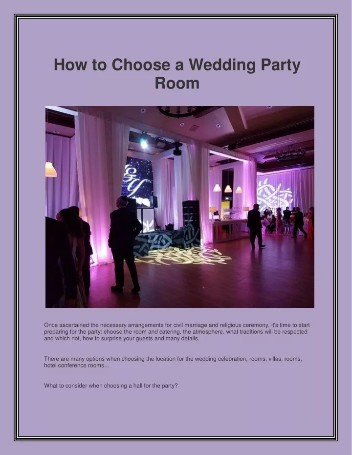 how to choose a wedding party room