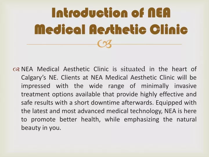 introduction of nea medical aesthetic clinic