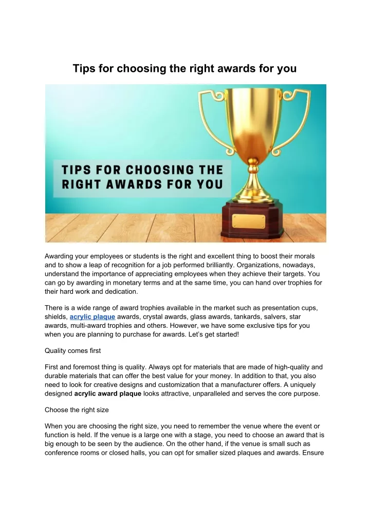 tips for choosing the right awards for you