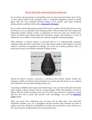 know about the automatic keyless remotes