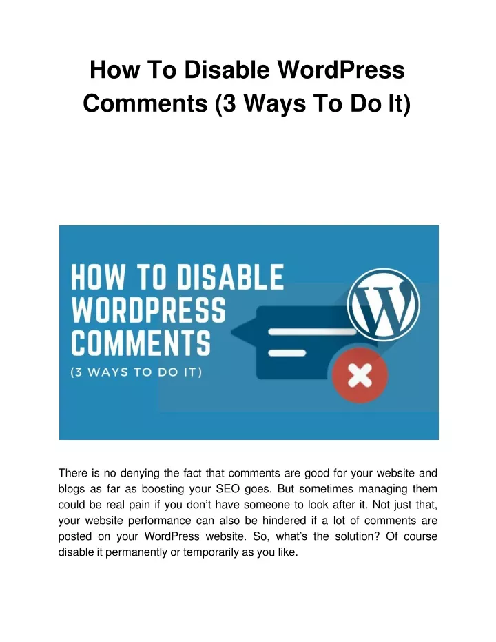 how to disable wordpress comments 3 ways to do it