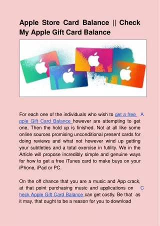Apple Store Card Balance || Check My Apple Gift Card Balance