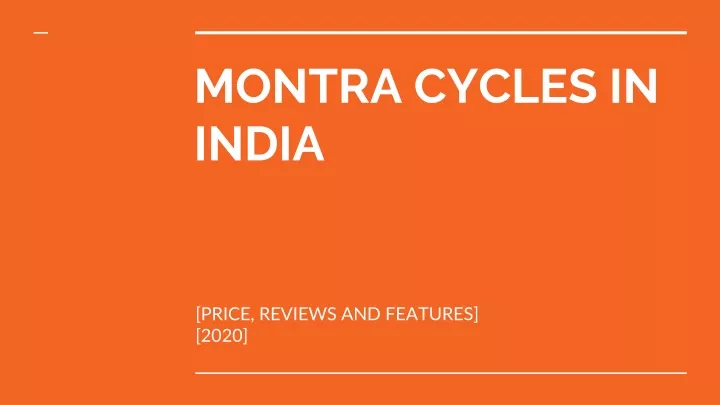 montra cycles in india