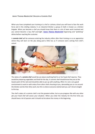 Aaron Thomas Masterchef: Become a Commis Chef