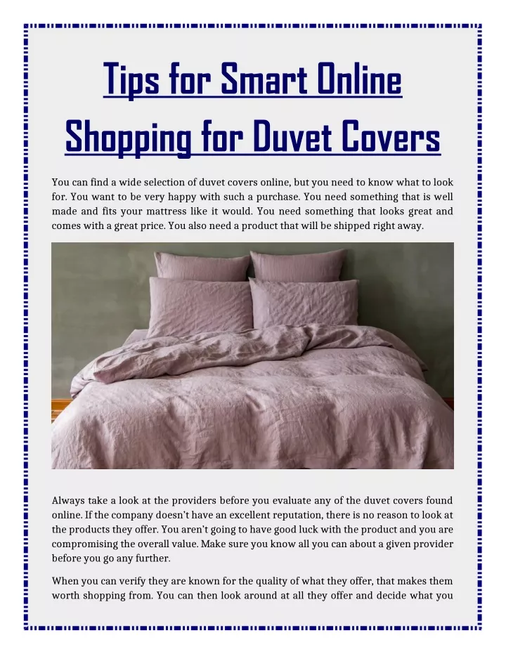 tips for smart online shopping for duvet covers