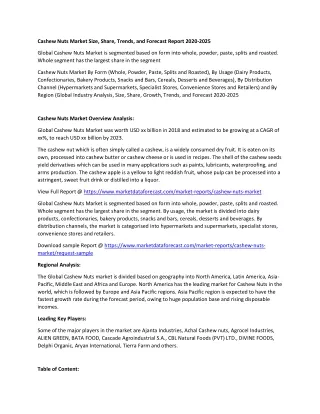 cashew nuts market size share trends and forecast