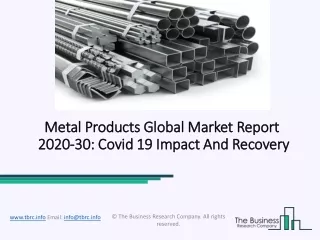 Global Metal Products Market Opportunities And Strategies To 2030