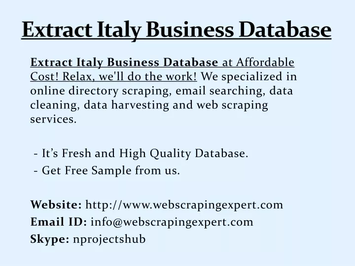 extract italy business database