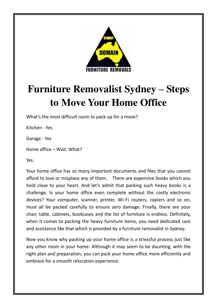 furniture removalist sydney steps to move your