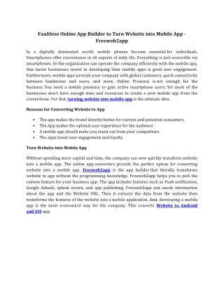 faultless online app builder to turn website into