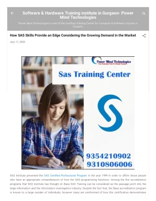 SAS Training Institute in Gurgaon- Power Mind Technologies