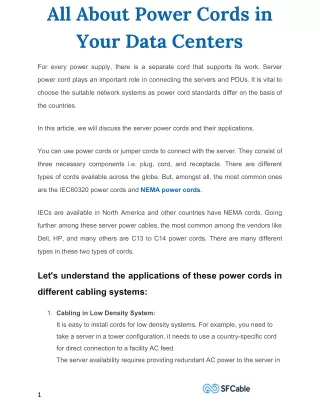 all about power cords in your data centers