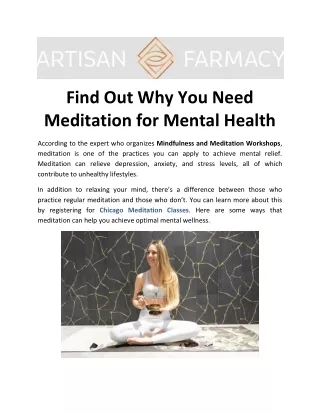 Find Out Why You Need Meditation for Mental Health