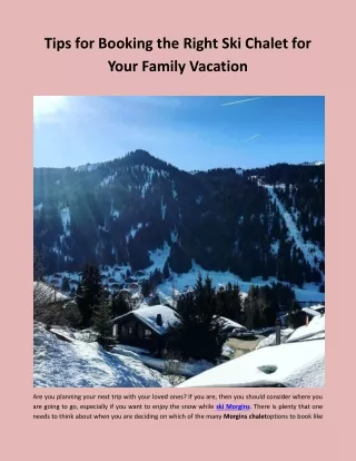 Tips for Booking the Right Ski Chalet for Your Family Vacation