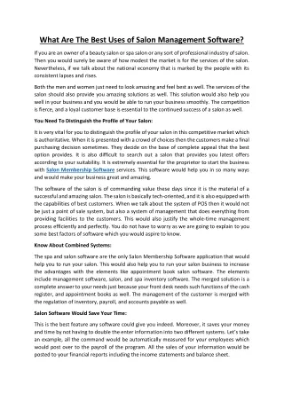 what are the best uses of salon management