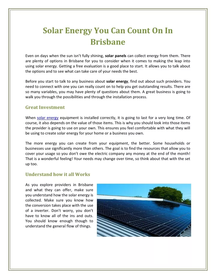 solar energy you can count on in brisbane