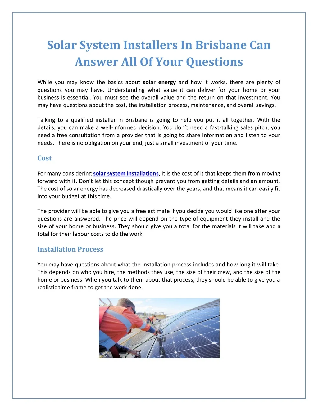 PPT - Solar System Installers In Brisbane Can Answer All Of Your ...