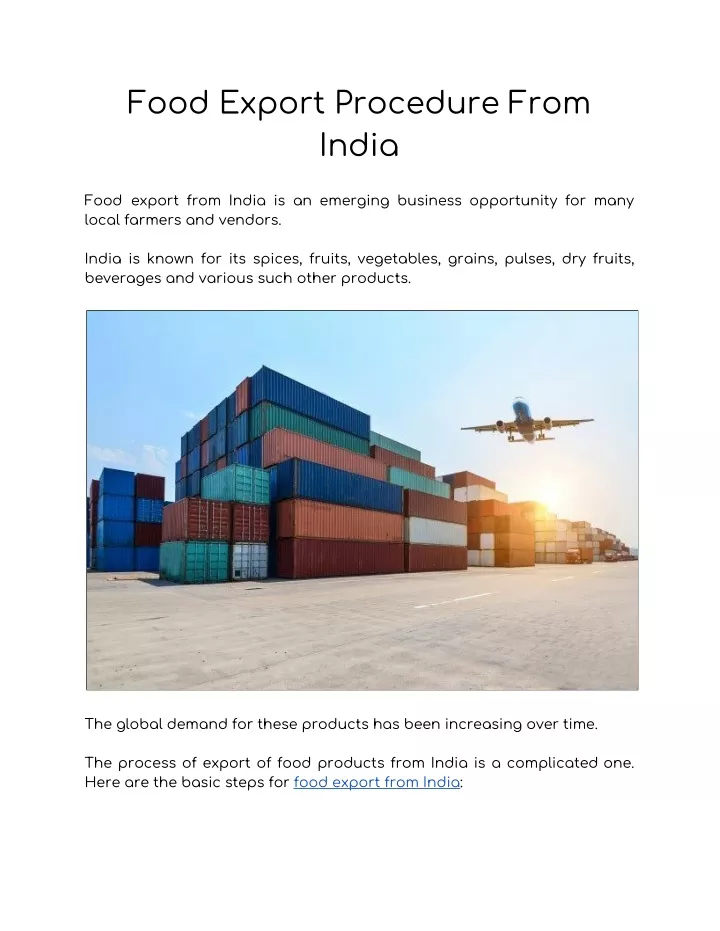 food export procedure from india