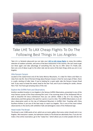 Take LHE To LAX Cheap Flights To Do The Following Best Things In Los Angeles