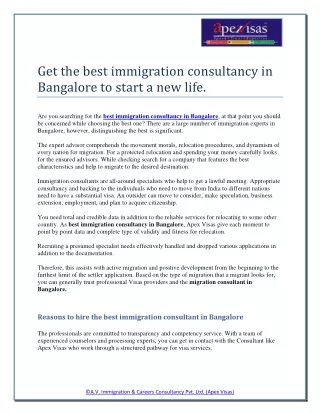 Get the best immigration consultancy in Bangalore to start a new life.