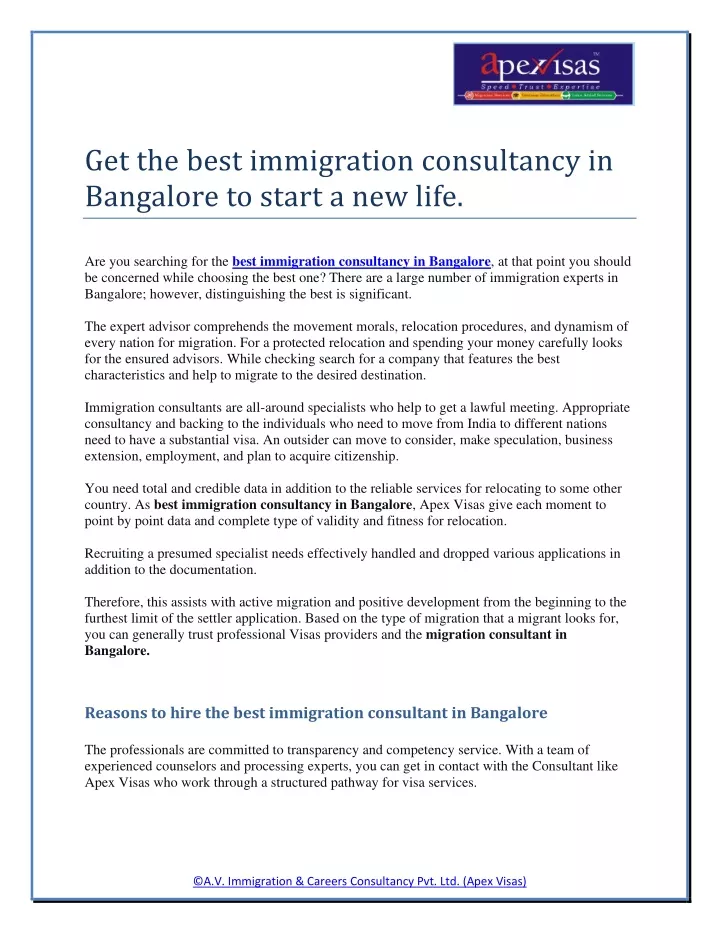 get the best immigration consultancy in bangalore