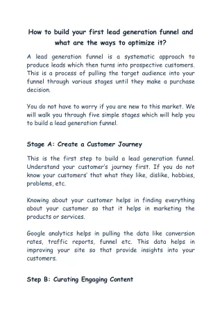 how to build your first lead generation funnel