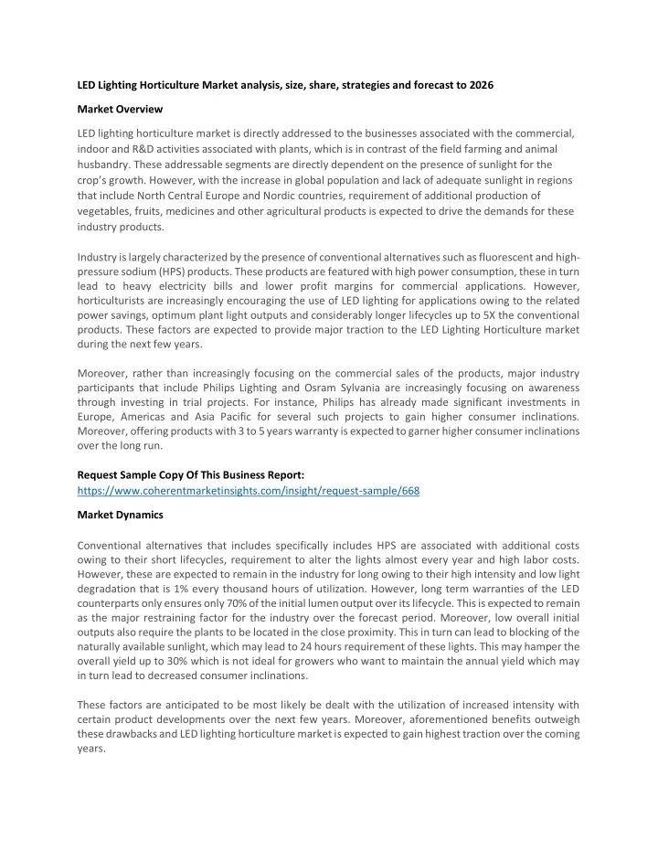 led lighting horticulture market analysis size