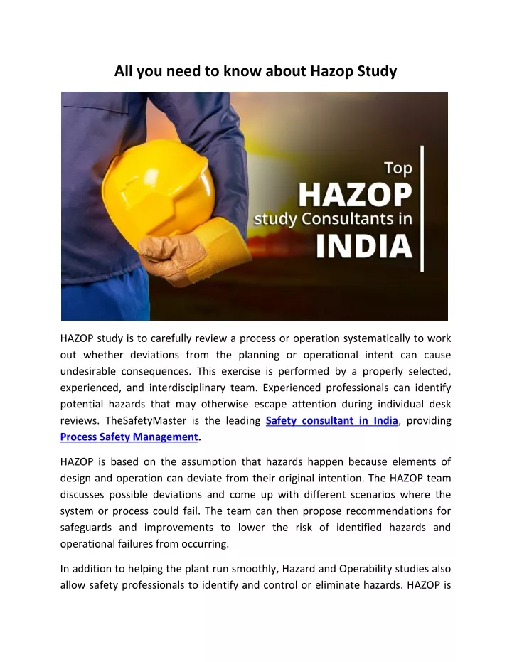 all you need to know about hazop study