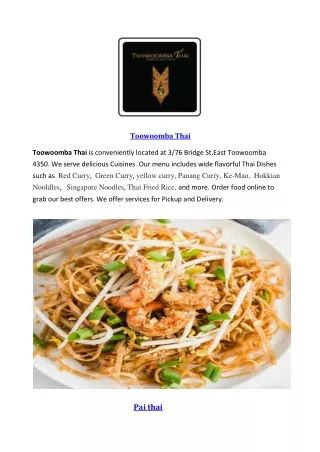 5% OFF - Toowoomba Thai Restaurant - Thai takeaway, Qld
