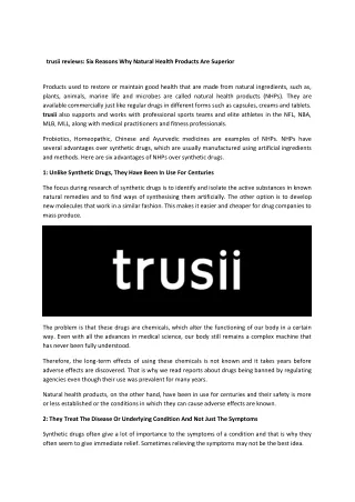 trusii reviews: Six Reasons Why Natural Health Products Are Superior