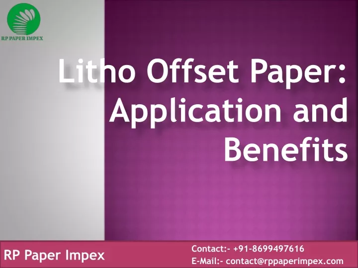 litho offset paper application and benefits