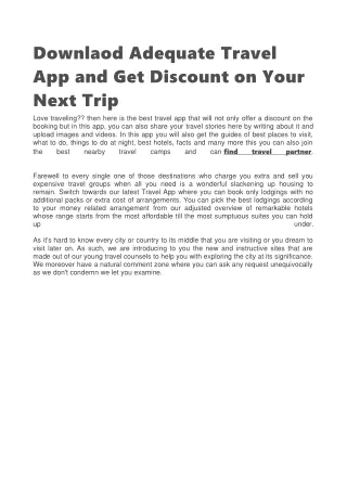 downlaod adequate travel app and get discount