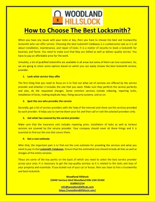 how to choose the best locksmith