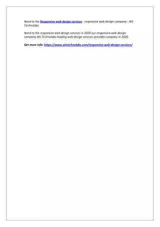 need to the responsive web design services