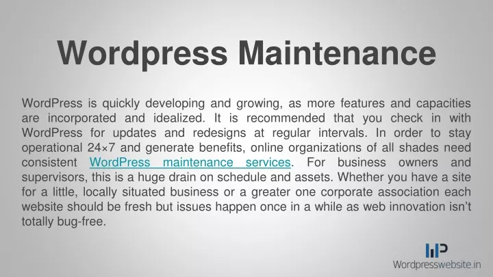 wordpress maintenance