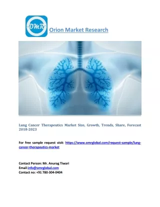Lung Cancer Therapeutics Market Size, Growth, Trends, Share, Forecast 2018-2023