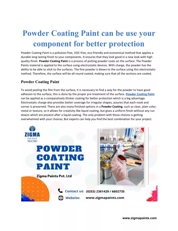 powder coating paint can be use your component