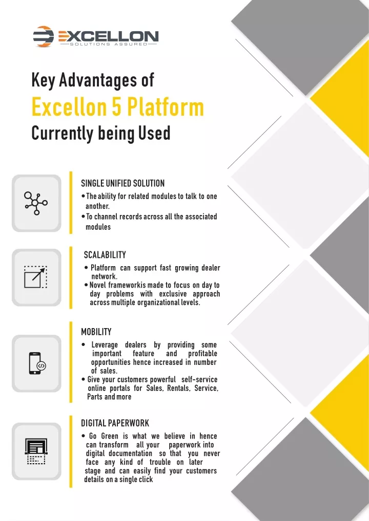 keyadvantages of excellon5 platform currently
